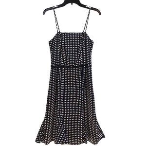 CDC Women Dress Black Multi Color Polka Dots Trumpet Hem Spaghetti Straps Size 6